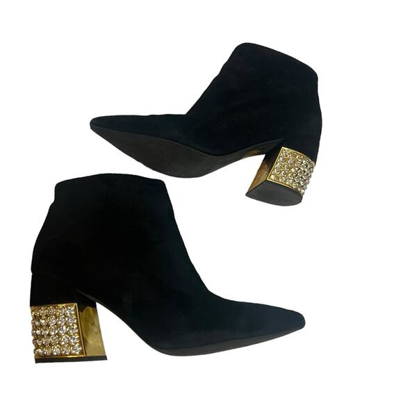 Jeffrey Campbell final statement rhinestone heeled suede boots Sz 6 - Picture 2 of 8